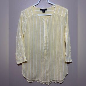 Nine West Yellow Striped Blouse